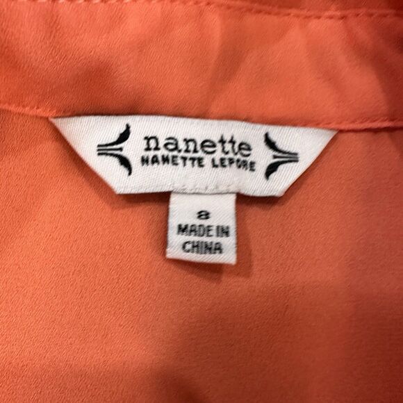 Nanette Lepore Dress Size 8 Orange Aline Sleeveless Midi *flaw Button - Picture 5 of 5